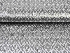 Glitzerstoff 3-Strukturstoff Rauten Kreuze, silber metallic