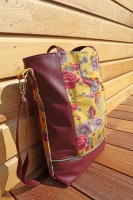 RESTST�CK 129 cm Dekosamt Velourstoff Blumen Kraniche, rot ocker