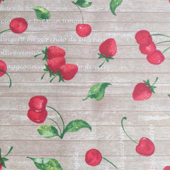 Dekostoff Kirschen Erdbeeren, rot beige