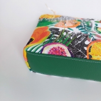 Dekostoff tropische Fr�chte Digitaldruck, gelb orange weiss