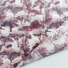RESTST�CK 50 cm Baumwollstoff Baumwollsatin B�ume, bordeaux rosa