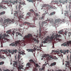 RESTST�CK 50 cm Baumwollstoff Baumwollsatin B�ume, bordeaux rosa