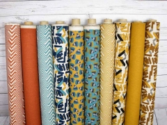 Dekostoff Leinenlook Zickzack grafisches Muster , terracotta