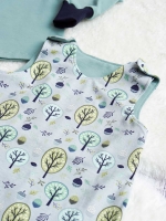 Jersey B�ume Laub Eicheln, gr�n hellblau hellgrau