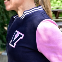 Fertigb�ndchen Streifen College Stil B�ndchenstoff, wei� dunkelblau