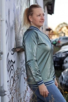 RESTST�CK 32 cm Jackenstoff Blousonstoff metallisch gl�nzend, altmint