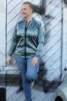 RESTST�CK 32 cm Jackenstoff Blousonstoff metallisch gl�nzend, altmint