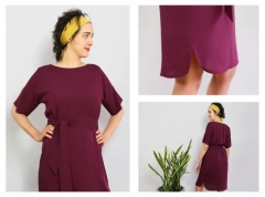 Schnittmuster l�ssiges Kleid mit breitem G�rtel Frau Meta Studio Schnittreif