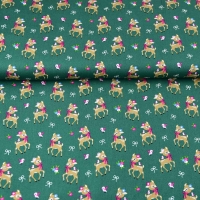 RESTST�CK 85 cm Baumwollstoff Rehe Schleifen, dunkelgr�n