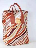 Dekostoff Zebra Animal Print Leinen Optik, terracotta wei� natur