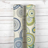 Dekostoff Mandalas Leinen Optik, gr�n ockergelb natur