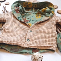 Sweatstoff French Terry Hasen B�ren F�chse Winter, dunkelgr�n meliert