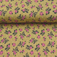 Jerseystoff Bl�mchen, rosa gr�ngelb