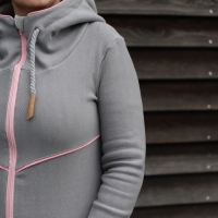 Jacquard Sweatstoff Drizzle K�stchenmuster, wei� grau