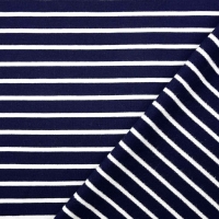 Sweatstoff French Terry Streifen, wei� dunkelblau