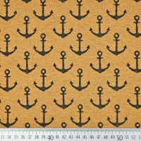 RESTST�CK 69 cm Sweatstoff French Terry mittlerer Anker, schwarz ockergelb