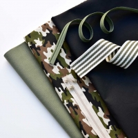 Dekostoff Camouflage Leinenlook, braun gr�n