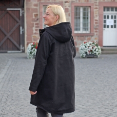 Baumwoll Twill Trenchcoat Stoff Stretch, schwarz