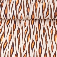 Musselin Baumwollstoff Animal Print zweilagig, orangebraun grauwei�
