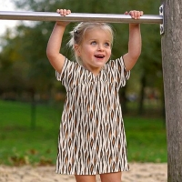 Musselin Baumwollstoff Animal Print zweilagig, orangebraun grauwei�