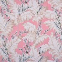 Dekostoff Baumwollstoff Bl�tter, wei� rosa