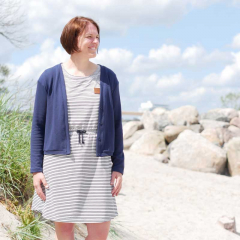 Jersey Stoff Streifen, dunkelblau cremewei�