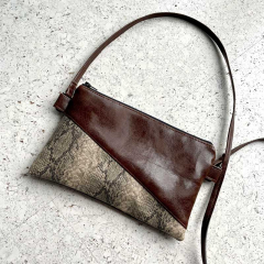 Lederimitat Vintage Look mit Geweber�cken, braun