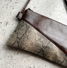Lederimitat Vintage Look mit Geweber�cken, braun