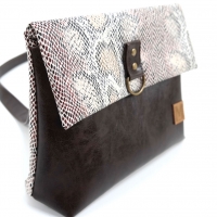 Lederimitat Vintage Look mit Geweber�cken, dunkelbraun