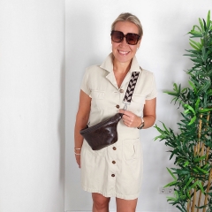 Lederimitat Vintage Look mit Geweber�cken, dunkelbraun