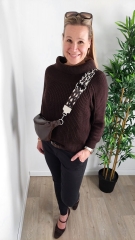Lederimitat Vintage Look mit Geweber�cken, dunkelbraun