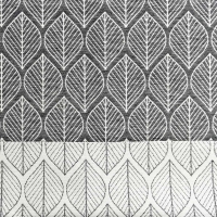 Dekostoff Bl�tter Jacquard Doubleface, cremewei� schwarz