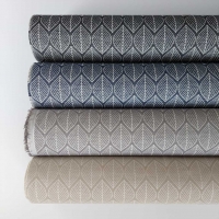 Dekostoff Bl�tter Jacquard Doubleface, cremewei� schwarz
