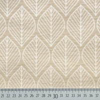 Dekostoff Bl�tter Jacquard Doubleface, cremewei� schwarz