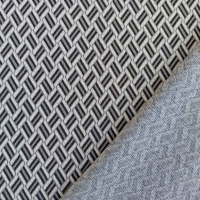 Jerseystoff Jacquard Strickjersey grafisches Muster, creme grau schwarz