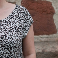 Viskose Jerseystoff Leoparden Muster,rostbraun dunkeltaupe