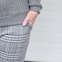 Jacquard Stoff Glencheck Webware Karomuster Glitzer, grau wei�