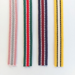 Flaches Kordelband Hoodiekordel Streifen 10 mm, dunkelgr�n wei� rot