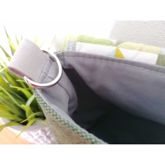 Dekostoff kleine Dreiecke, hellgr�n gelbgr�n hellblau weiss