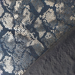 RESTST�CK 123 cm Jerseystoff Schlangenmuster Animal Print Glitzerpunkte, blau taupe grau