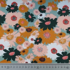 Soft Sweatstoff Blumen, ockergelb altmint