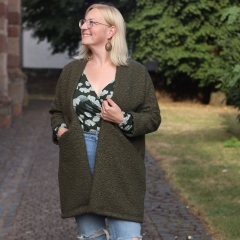 Boucle Stoff Schafsl�ckchen uni, army gr�n