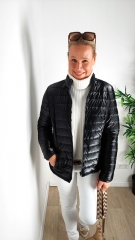 Steppstoff Streifen wattiert matt gl�nzend, schwarz