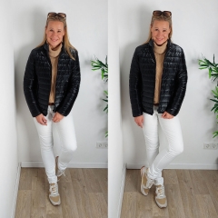 Steppstoff Streifen wattiert matt gl�nzend, schwarz
