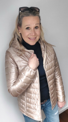 Steppstoff Streifen wattiert matt gl�nzend, beige