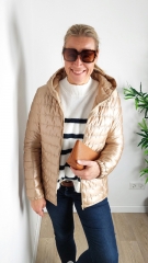 Steppstoff Streifen wattiert matt gl�nzend, beige