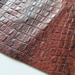 Lederimitat Krokopr�gung Schlangendruck, terracotta braun schwarz