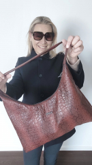 Lederimitat Krokopr�gung Schlangendruck, terracotta braun schwarz