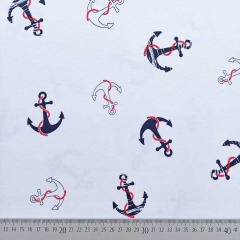 Sweatstoff French Terry Anker, dunkelblau rot wei�
