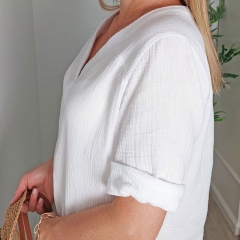Musselin Stoff Double Gauze uni,�cremewei�